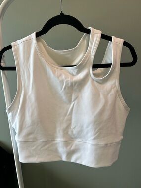 lululemon athletica White Cropped Tank Top Built in Bra | Size 12